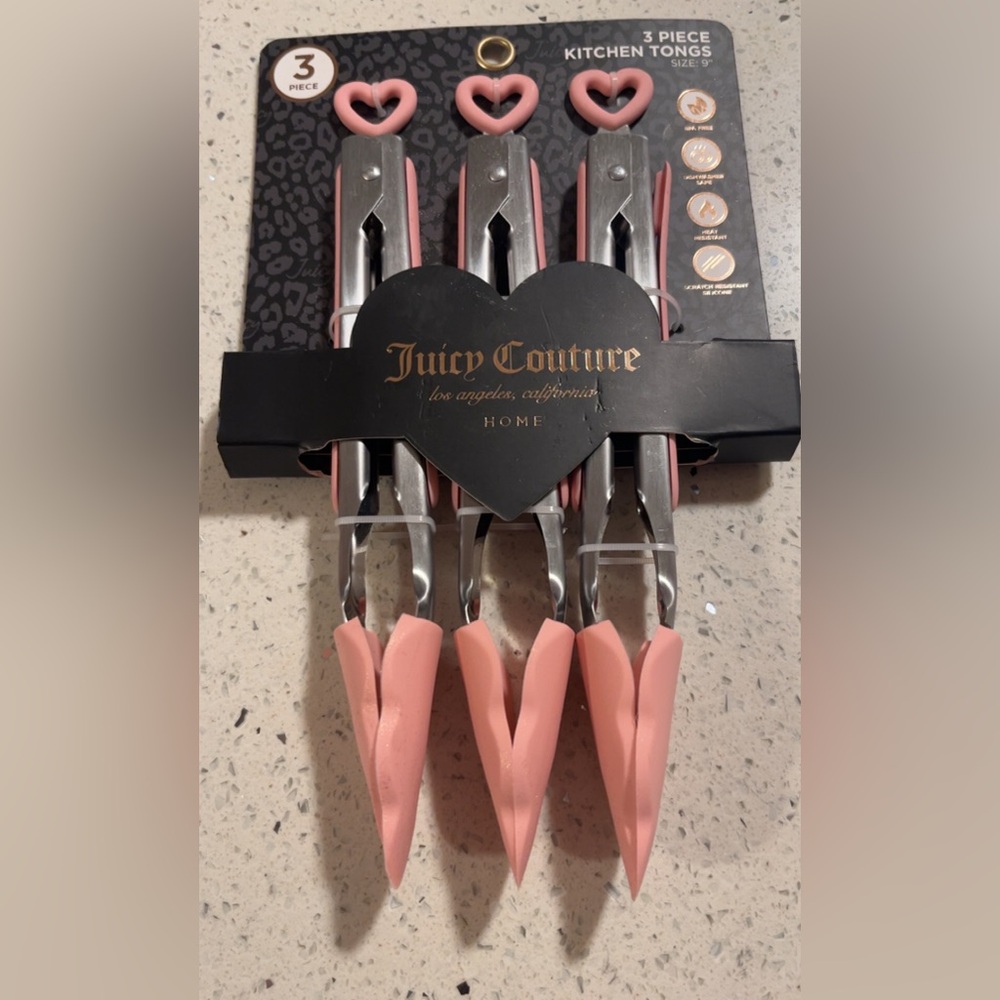 Juicy Couture Pink Heart Kitchen Tongs Trio